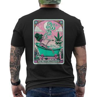 The High PriestEss Retro Skeleton Cannabis Weed Tarot Card Men's T-shirt Back Print - Thegiftio UK
