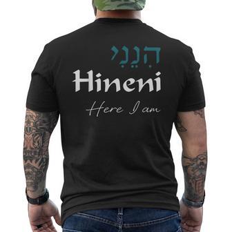 Hineni Here I Am Baruch Hashem In Hebrew Men's T-shirt Back Print | Mazezy