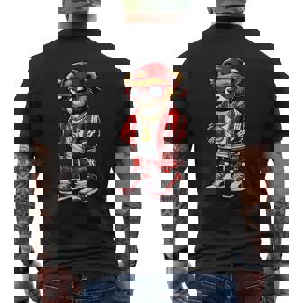 Hip Hop Teddy Bear 90s Graffiti Art Rap Lover Gangsta Men's Back Print T-Shirt | Mazezy