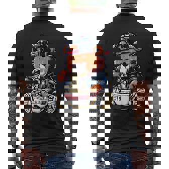 Hip Hop Teddy Bear Eating Ramen Chinese Food Men's Women's Men's T-shirt Back Print | Mazezy