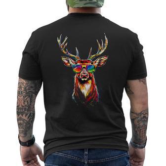 Hirsch Mitonnenbrille Geweih Jagd Reh Rentier Rothirsch T-Shirt mit Rückendruck - Geschenkecke