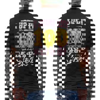 I Hit 100 Days Of School Softball Ice Cream Drip 100Th Day Men's T-shirt Back Print - Monsterry