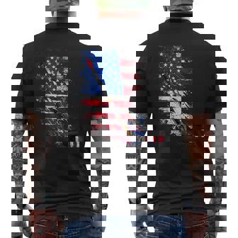 Hockey American Flag 4Th Of July Men's T-shirt Back Print - Monsterry