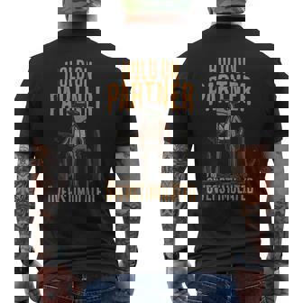 Hold On Partner I'm Overstimulated Cowboy Frog Men's T-shirt Back Print - Monsterry