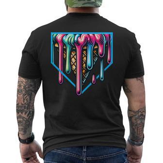 Home Plate Drip Ice Cream Softball & Baseball Men's T-shirt Back Print - Thegiftio UK