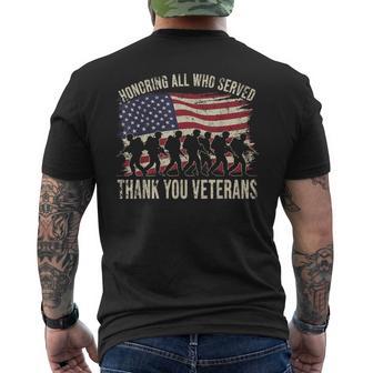 Honoring All Who Served Thank You Veterans Day 2025 Us Flag Men's T-shirt Back Print | Seseable UK