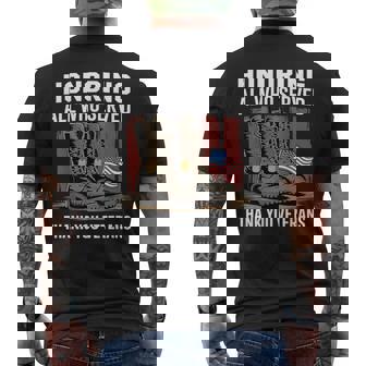 Honoring All Who Served Thank You Veterans Day Us Patriotic Men's T-shirt Back Print - Seseable