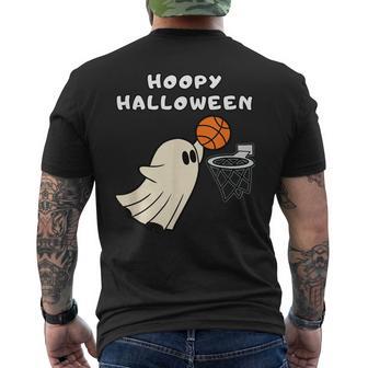 Hoopy Halloween Basketball Ghost Slam Dunk Basketball Hoop Men's T-shirt Back Print - Thegiftio UK