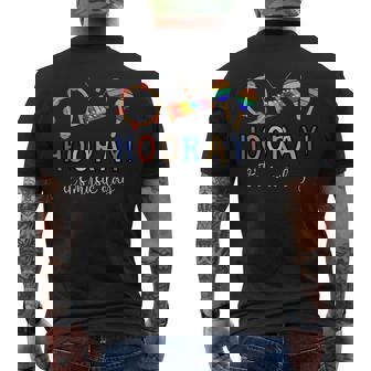 Hooray It's Music Day Music Lover Appreciation Music Teacher Men's Back Print T-Shirt | Mazezy