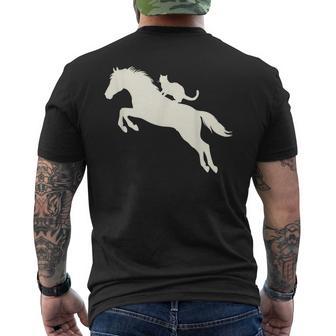 Horseback Riding Cat Silhouette For Animal Lovers Cat Men's T-shirt Back Print - Thegiftio