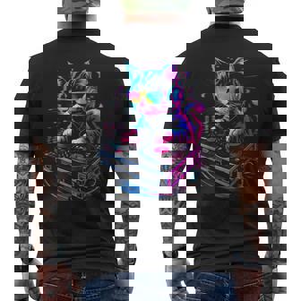House Music Festival Cat Dj Techno Rave Edm Kitty Cat Lover Men's T-shirt Back Print - Thegiftio