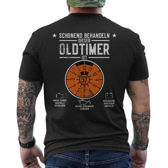 Hu Plakettechonend Behandeln Oldtimer Ist 57 Geburtstag T-Shirt mit Rückendruck - Seseable