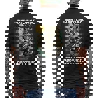 Human By Chance Furry By Choice Werewolf Wolf Meme Men's T-shirt Back Print - Thegiftio