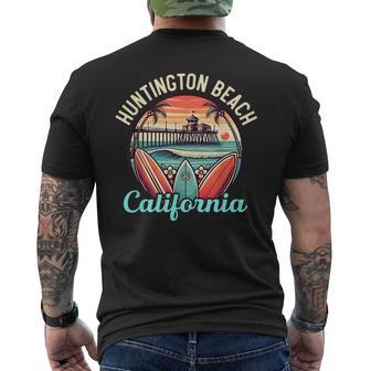 Huntington Beach California Los Angeles Surfer Retro Men's T-shirt Back Print - Thegiftio UK