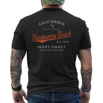 Huntington Beach California Waves And Good Days Men's T-shirt Back Print - Seseable