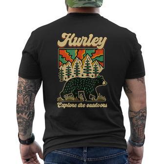 Hurley Virginia Outdoors Black Bear In The Mountains Retro Men's T-shirt Back Print | Mazezy