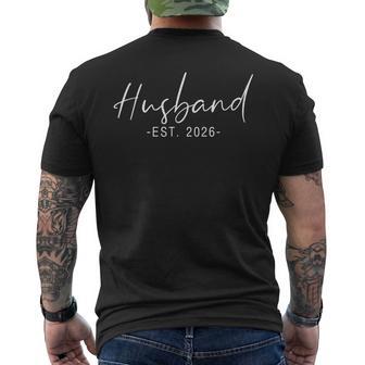 Husband Est 2026 Just Married Honeymoon Wedding Couples Men's T-shirt Back Print - Monsterry