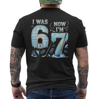 Ice Hockey Birthday Boy I Was 6 Now I'm 7 Six Seven 67 Men's T-shirt Back Print | Mazezy