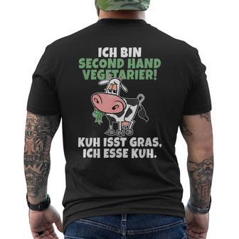 Ich Binecond Handegetarier Kuh Isst Gras Ich Esse Kuh T-Shirt mit Rückendruck - Geschenkecke