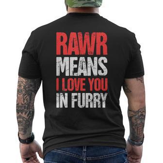 Ich Liebe Dich Bedrucktes Furry T-Shirt mit Rückendruck - Geschenkecke
