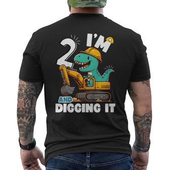 I'm 2 And Digging It 2Nd Birthday Cute Dinosaur Construction Men's T-shirt Back Print - Thegiftio UK