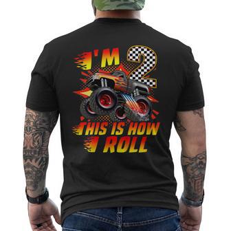 I'm 2 This Is How I Roll Monster Truck Car 2Nd Birthday Boys Men's T-shirt Back Print - Thegiftio UK