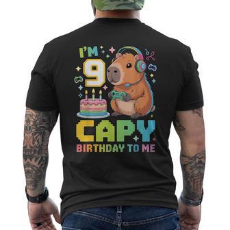 I'm 9 Year Old Capy Birthday To Me 9Th Bday Capybara Gaming Men's T-shirt Back Print - Thegiftio UK