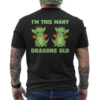 I'm This Many Dragons Old 2Nd Birthday 2 Years Old Bday Men's T-shirt Back Print - Thegiftio UK