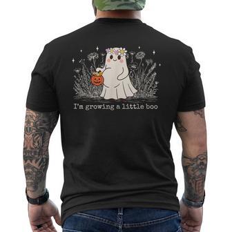 I'm Growing A Little Boo Halloween Pregnancy Announcement Men's T-shirt Back Print - Thegiftio