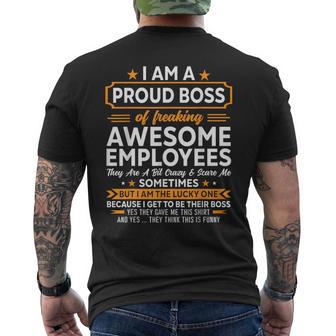 I'm A Proud Boss Of Freaking Awesome Employees Boss Men's T-shirt Back Print | Mazezy