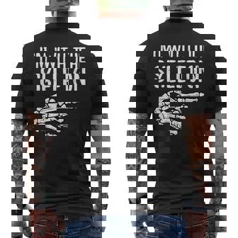 I'm With The Skeleton Hand Halloween Costume Men's T-shirt Back Print - Thegiftio