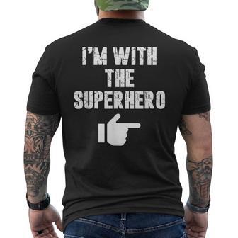 I'm With The Superhero Fun Easy Playful Halloween Costume Men's T-shirt Back Print - Thegiftio UK