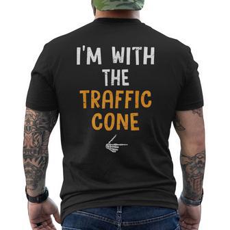 I'm With The Traffic Cone Costume Halloween Matching Couple Men's T-shirt Back Print - Monsterry