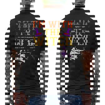 I'm With The Witch Couple Costume Halloween Men's T-shirt Back Print - Monsterry