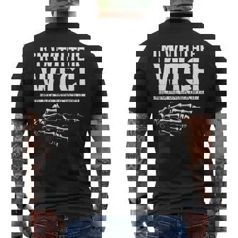 I'm With The Witch Halloween Couple Costume Party Wear Men's T-shirt Back Print | Mazezy