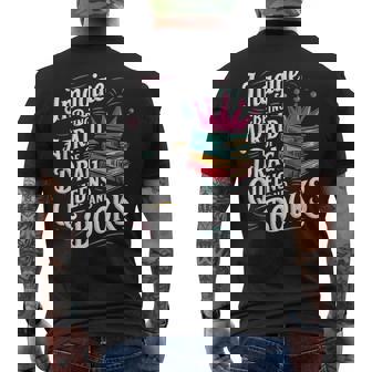 Imagine Being Afraid Of Drag Queens And Books Lgbt Pride Men's T-shirt Back Print - Monsterry