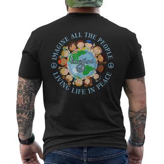 Imagine All The People Living Life Peace Earth Day 2024 Men Men's T-shirt Back Print - Thegiftio UK