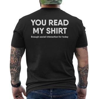 Interactionociale Humoristique You Read My T-shirt imprimé au dos - Cadeauxyz
