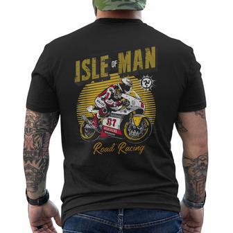 Isle Of Man Road Racing Manx Retro Motorcycle Race Men's T-shirt Back Print - Thegiftio UK
