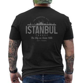 Istanbul Skyline Turkey Turkish Pride Souvenir Turkiye Men's T-shirt Back Print | Mazezy