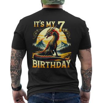 It's My 7Th Birthday Dragon 7 Birthday 7 Year Old Boy Men's T-shirt Back Print - Thegiftio UK