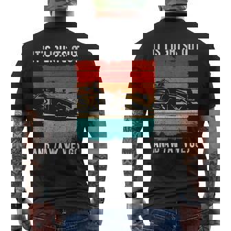 IT'S LIGHTS OUT AND AWAY WE GO Motorsport Racing Phrase Men's Back Print T-Shirt | Mazezy