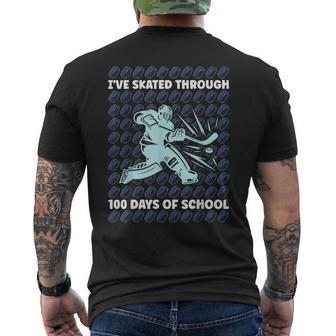 I've Skated Through 100 Days Of School Ice Hockey 100Th Day Men's T-shirt Back Print - Thegiftio UK