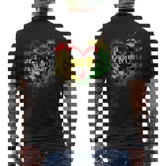 Jah Bless Up Rasta Reggae Music Hand Heart Rastafari Men's T-shirt Back Print | Mazezy