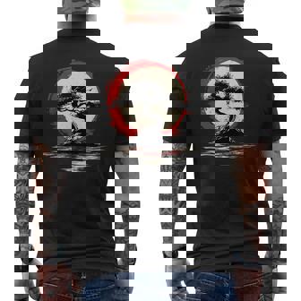 Japanese Bonsai Tree And Sunset Men's T-shirt Back Print - Thegiftio