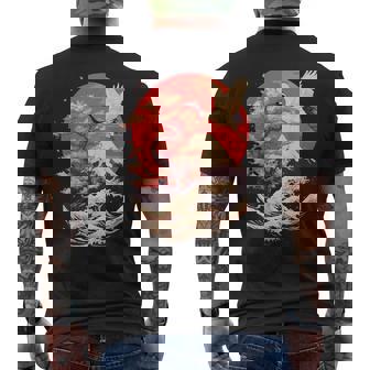 Japanese Crane Japan Cherry Blossom Men's T-shirt Back Print - Monsterry