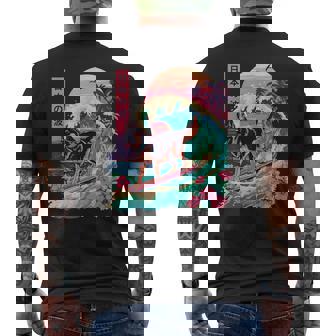 Japanese German Shepherd Surfing Wave Great Wave Japan Men's T-shirt Back Print | Mazezy