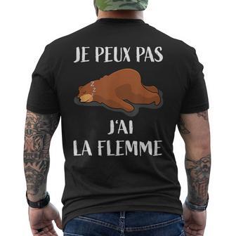 Je Peux Pas J'ai La Flemme Ours T-shirt imprimé au dos - Cadeauxyz