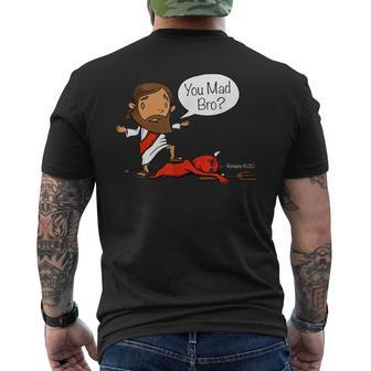 Jesus Asks Satan You Mad Bro Men's T-shirt Back Print - Thegiftio UK