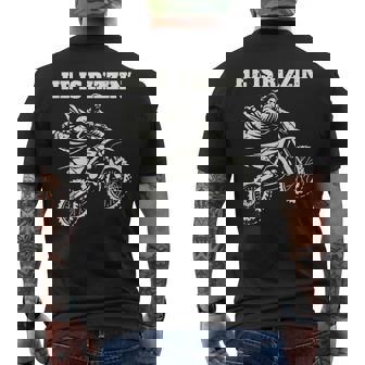 Jesus Christ Motocross Dirt Bike He's Rizzin' Easter Men's Back Print T-Shirt | Mazezy